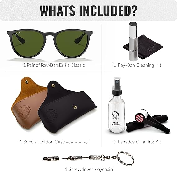 Classic Phantos Shape Sunglasses With Eyewear Kit Bundle - High Bridge Fit -  Green Lens