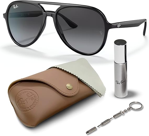 Pilot Shape Sunglasses for Men and Women With Eyewear Kit Bundle - Grey Gradient Lens