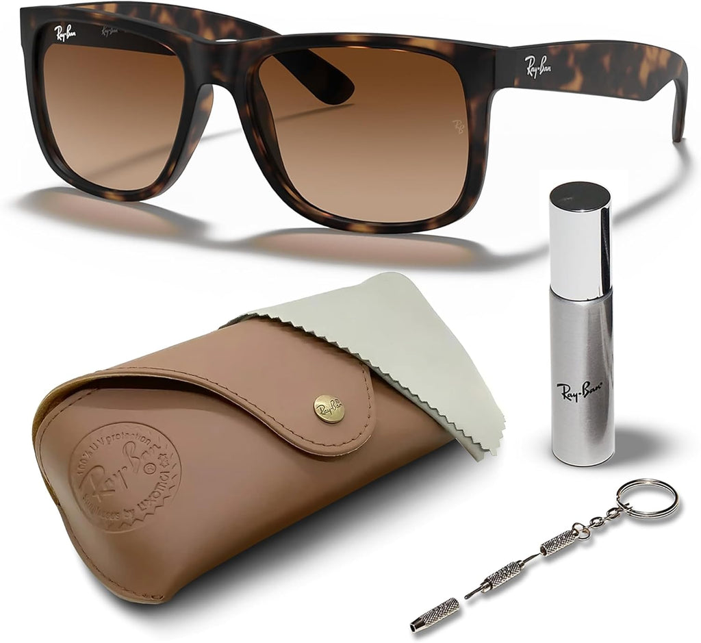 Classic Square Shape Sunglasses With Eyewear Kit Bundle - High Bridge Fit -  Dark Brown Lens