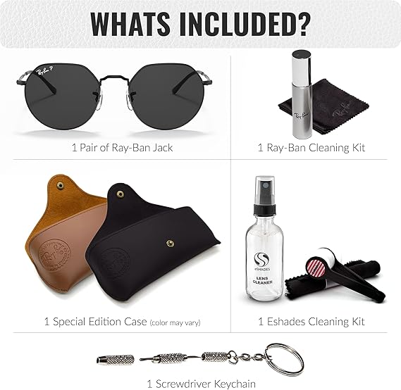 Round Shape Sunglasses With Eyewear Kit Bundle Polished Black Frame Polarized Black Lens