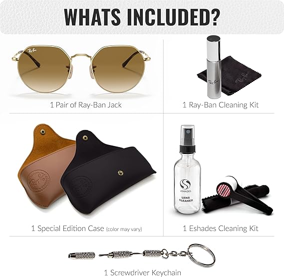 JACK Round Shape Sunglasses With Eyewear Kit Bundle Polished Arista Gold Frame  Brown Lens