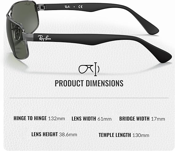 Rectangle Sunglasses With Eyewear Kit Bundle Polished Gunmetal Frame  Green Classic G-15 Lens