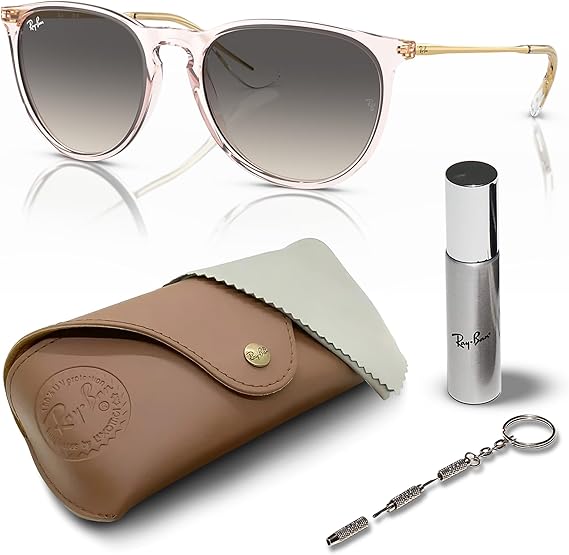 Phantos Shape Sunglasses With Eyewear Kit Bundle - High Bridge Fit -  Pink Frame  Grey Lens