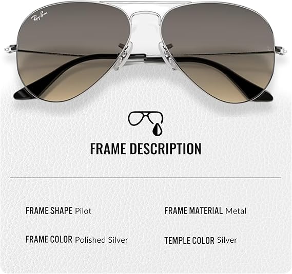 Classic Aviator Shape Sunglasses With Eyewear Kit Bundle Silver Frame Grey Gradient Lens