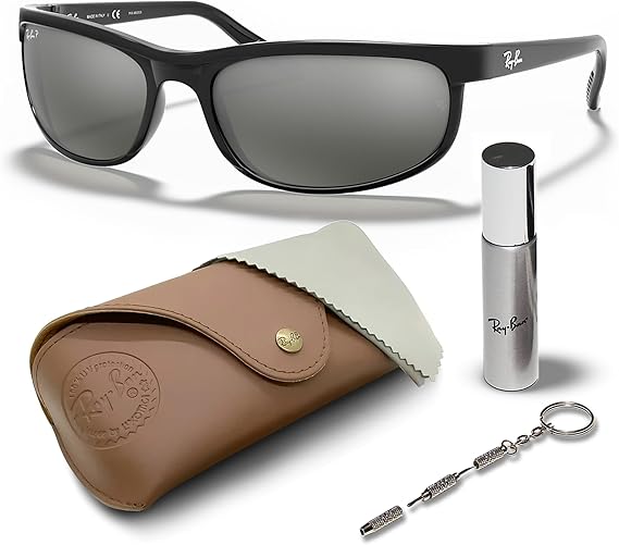 Rectangle Sunglasses With Eyewear Kit Bundle - High Bridge Fit - Retro Sunglasses Polished Dark Havana Frame