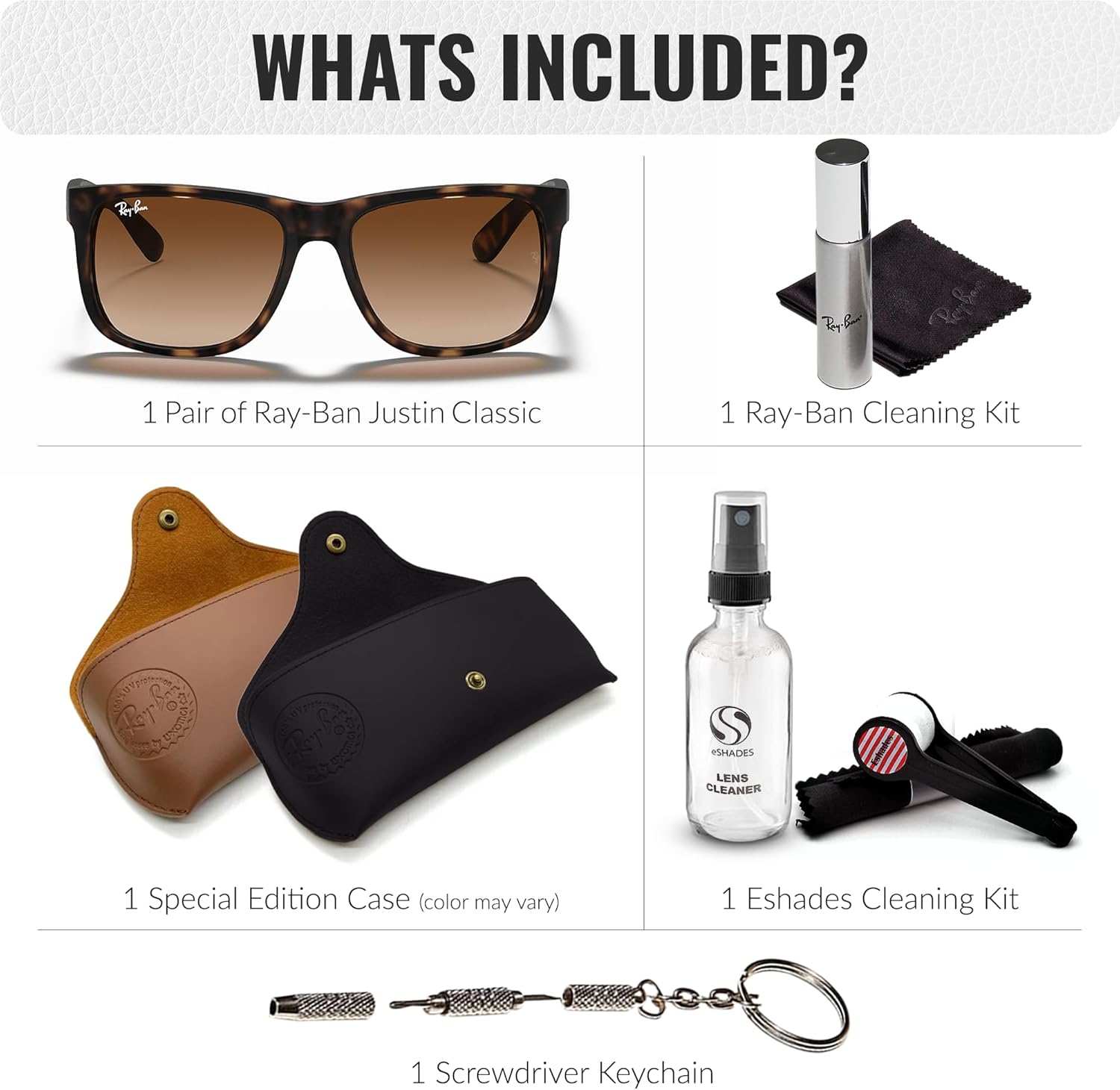 Classic Square Shape Sunglasses With Eyewear Kit Bundle - High Bridge Fit -  Dark Brown Lens