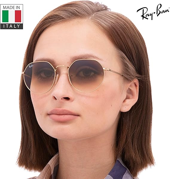 JACK Round Shape Sunglasses With Eyewear Kit Bundle Polished Arista Gold Frame  Brown Lens