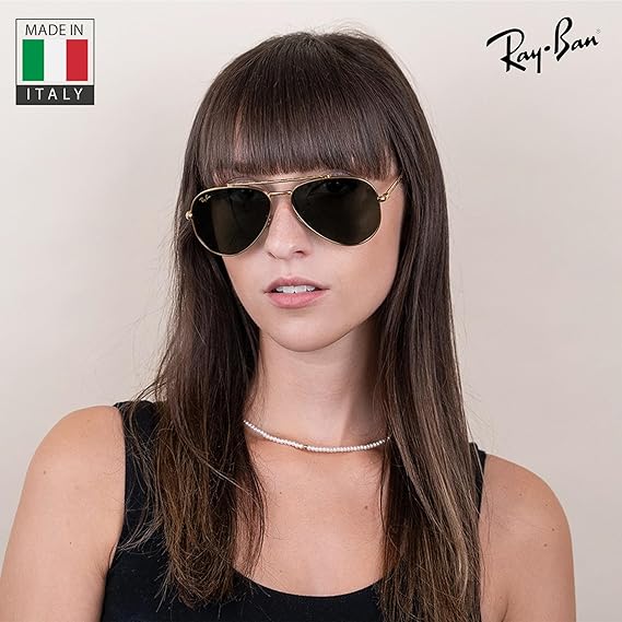 Aviator Pilot Sunglasses With Eyewear Kit Bundle  Polished Gold Frame Green Lens