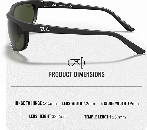 Rectangle Sunglasses With Eyewear Kit Bundle - High Bridge Fit -  Green Lens