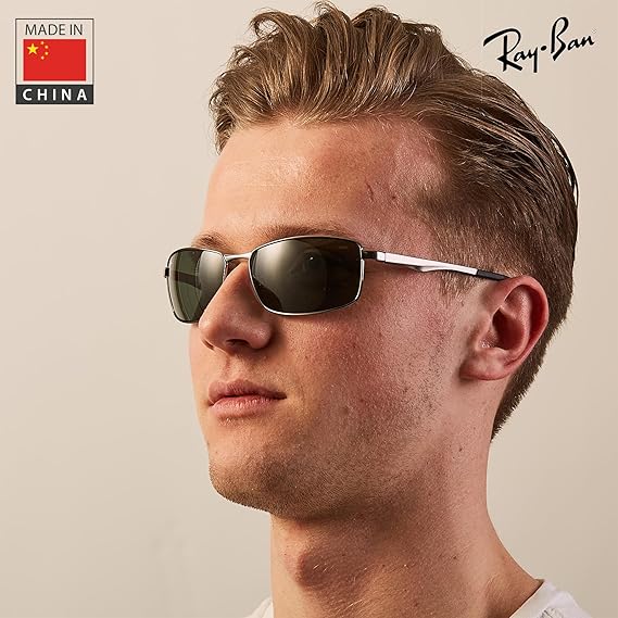 Rectangle Sunglasses With Eyewear Kit Bundle - Adjustable Nose Pads