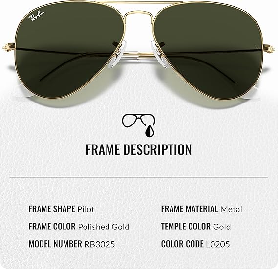 Classic Aviator Shape Sunglasses With Eyewear Kit Bundle - Adjustable Nose Pads - Retro Sunglasses  Polished Arista