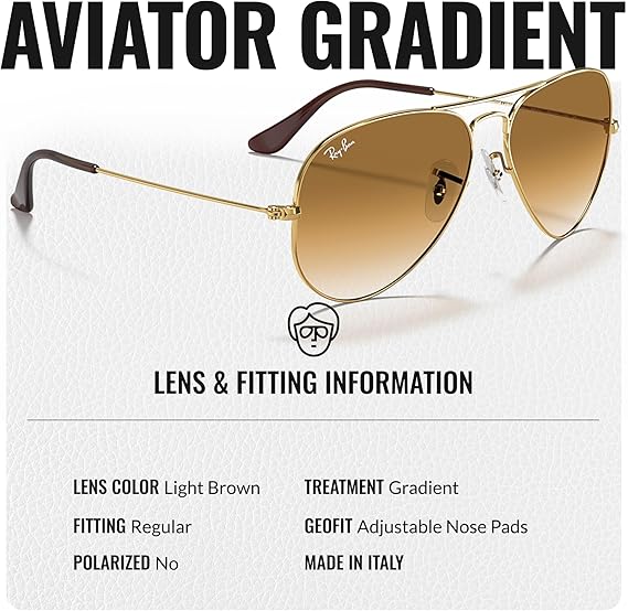 Classic Aviator Shape Sunglasses With Eyewear Kit Bundle Arista Gold Frame Light Brown Lens