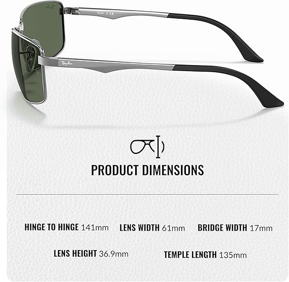 Rectangle Sunglasses With Eyewear Kit Bundle Polished Gunmetal Frame Green Lens
