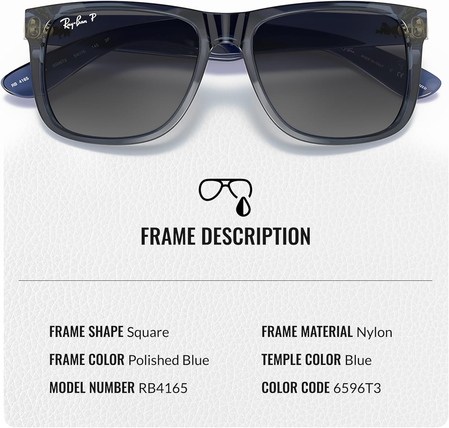 Classic Square Shape Sunglasses With Eyewear Kit Bundle Polished Transparent Blue Frame Polarized Grey Lens