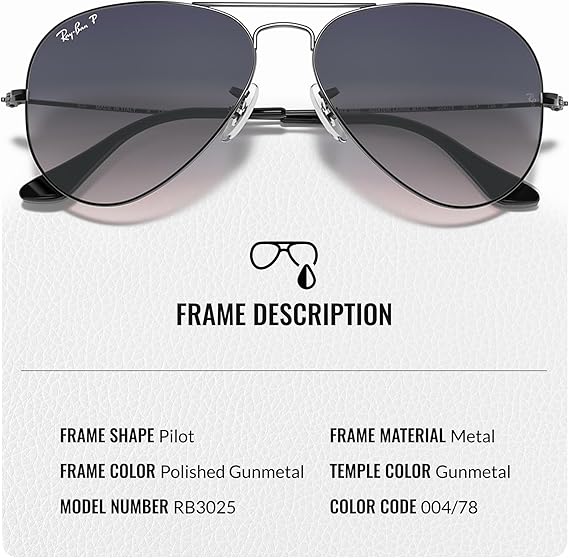 Classic Aviator Shape Sunglasses With Eyewear Kit Bundle Gunmetal Frame Polarized Blue Grey Lens