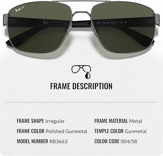 Square Shape Sunglasses With Eyewear Kit Bundle Polished Gunmetal Frame Polarized G-15 Green Lens