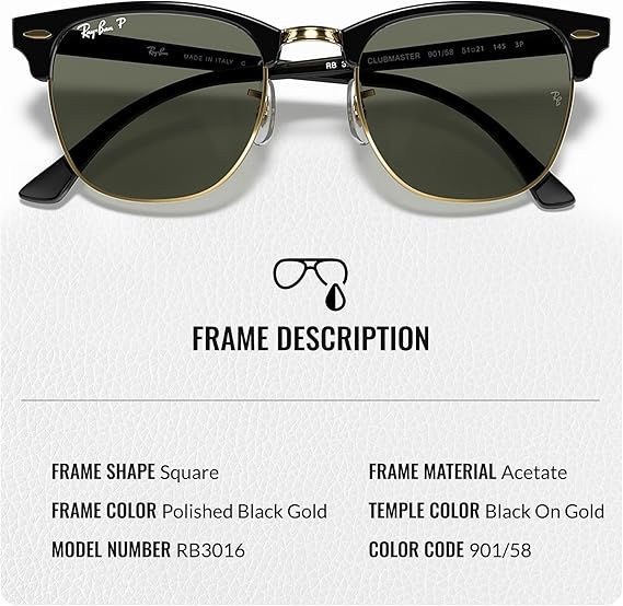 Clubmaster Classic Square Shape Sunglasses With Eyewear Kit Bundle
