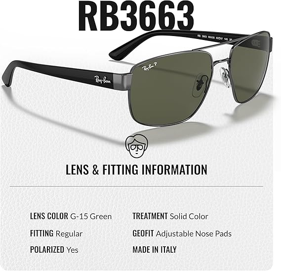 Square Shape Sunglasses With Eyewear Kit Bundle Polished Gunmetal Frame Polarized G-15 Green Lens