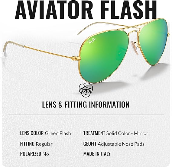 Classic Aviator Shape Sunglasses With Eyewear Kit Bundle Gold Frame Green Flash Lens