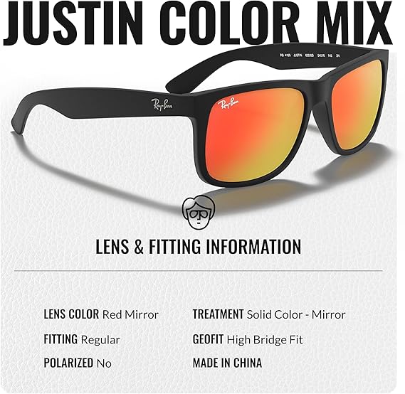 Color Mix Square Shape Sunglasses With Eyewear Kit Bundle Black Frame Red Mirror Lens