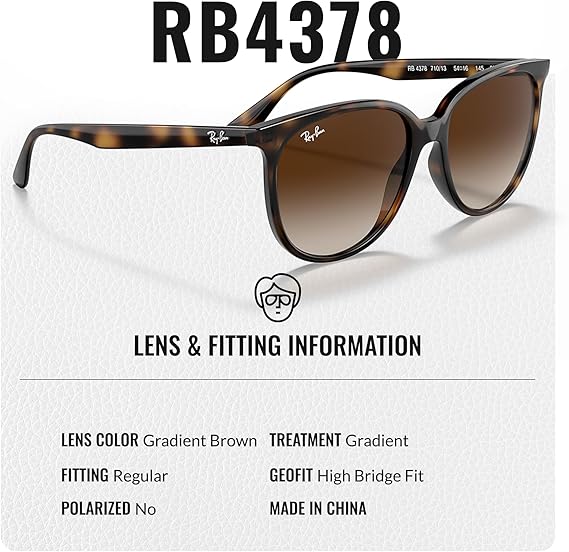 Sunglasses With Eyewear Kit Bundle - High Bridge Fit - Square Sunglasses Polished Havana Frame  Gradient Brown Lens