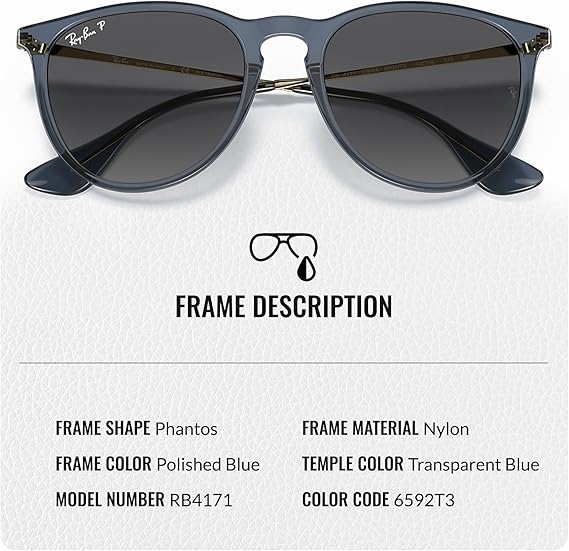 Phantos Shape Sunglasses With Eyewear Kit Bundle - High Bridge Fit -  Blue Frame Polarized Grey Lens