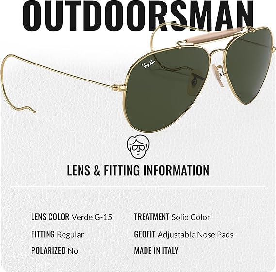 Outdoorsman Aviator Pilot Shape Sunglasses for Men and Women With Eyewear Kit Bundle