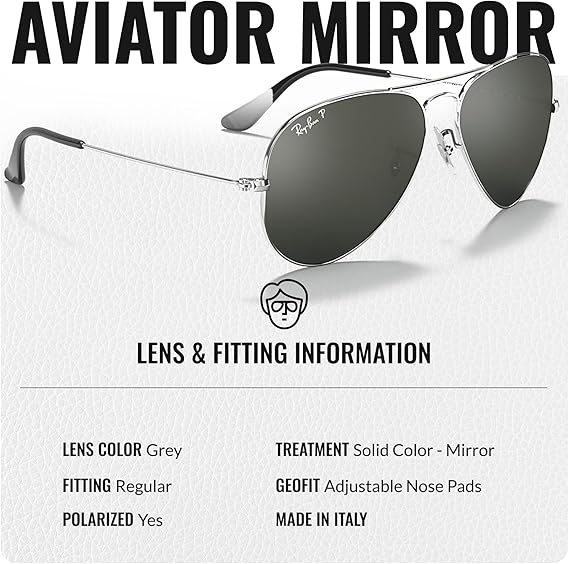 Classic Aviator Shape Sunglasses With Eyewear Kit Bundle Polished Silver Frame Polarized Grey Lens