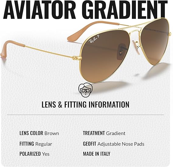 Classic Aviator Shape Sunglasses With Eyewear Kit Bundle Gold Frame Polarized Brown Gradient Lens