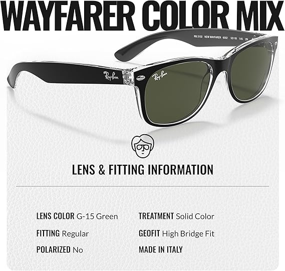 Wayfarer Color Mix Square Shape Sunglasses With Eyewear Kit Bundle - High Bridge Fit - Green Lens