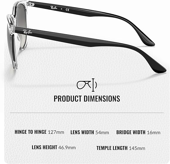 Sunglasses With Eyewear Kit Bundle - High Bridge Fit - Square Sunglasses  Grey Gradient Lens