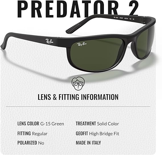 Rectangle Sunglasses With Eyewear Kit Bundle - High Bridge Fit -  Green Lens