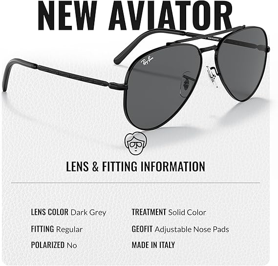 Aviator Pilot Sunglasses With Eyewear Kit Bundle  Polished Black Frame  Dark Grey Lens