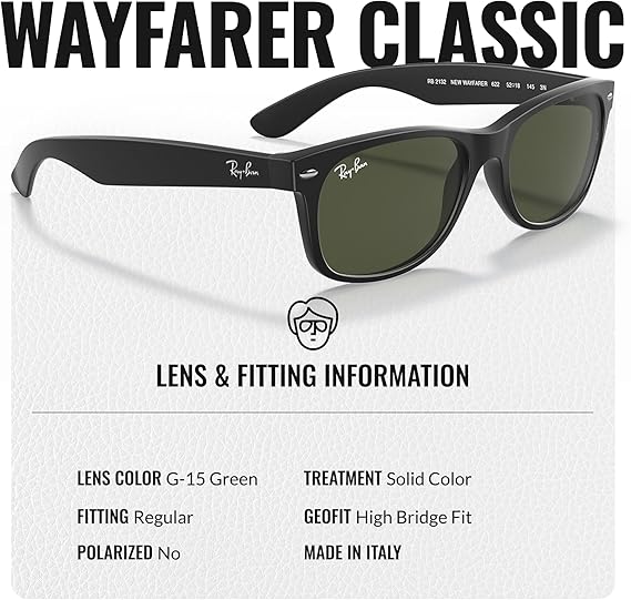 Classic Square Shape Sunglasses With Eyewear Kit Bundle - High Bridge Fit - Black Frame Polarized Green Lens