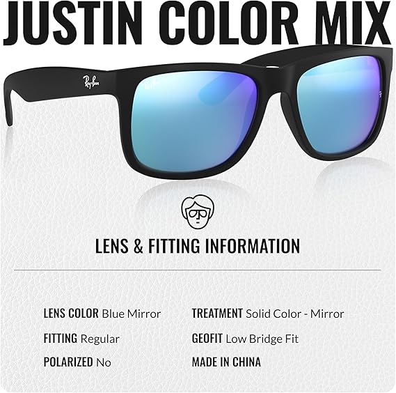 Color Mix Square Shape Sunglasses With Eyewear Kit Bundle Black Frame  Blue Mirror Lens