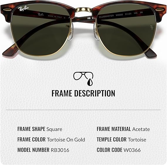 Clubmaster Classic Square Shape Sunglasses With Eyewear Kit Bundle Gold Frame Green Lens