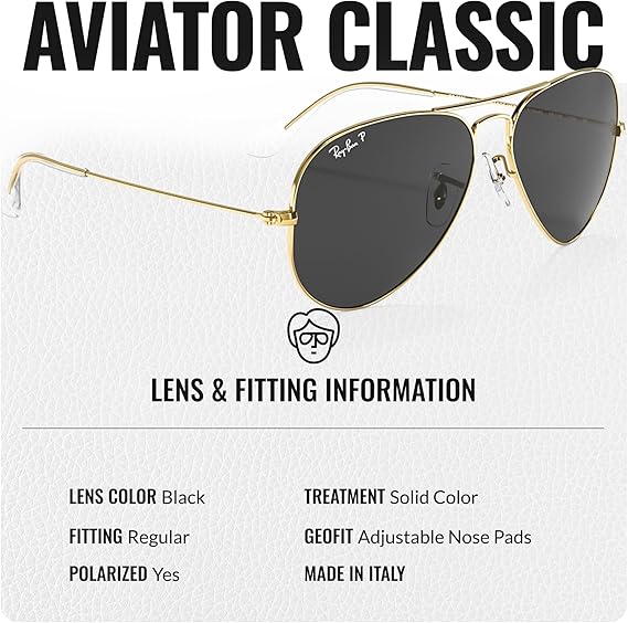 Classic Aviator Shape Sunglasses With Eyewear Kit Bundle Gold Frame  Polarized Black Lens