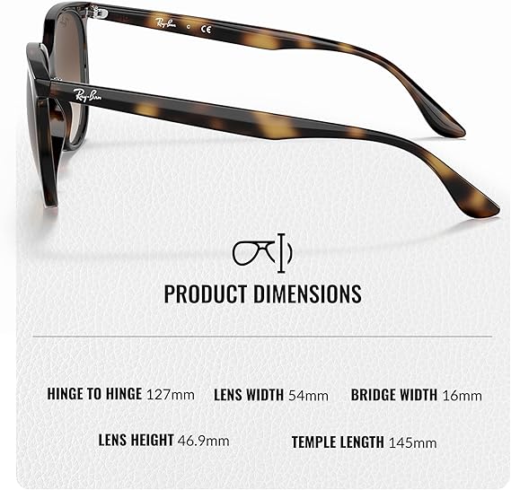 Sunglasses With Eyewear Kit Bundle - High Bridge Fit - Square Sunglasses Polished Havana Frame  Gradient Brown Lens