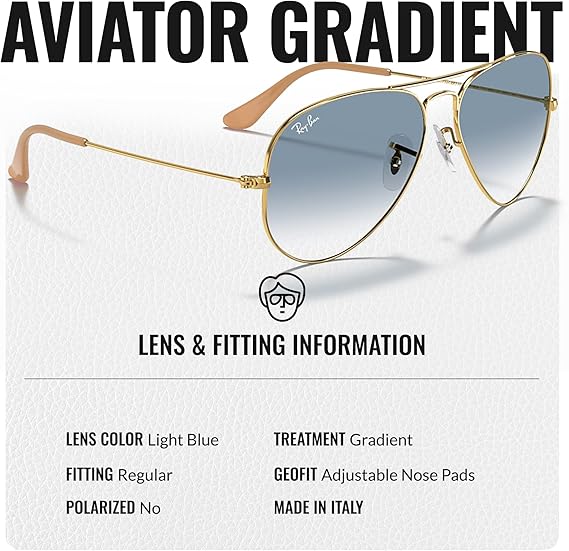 Classic Aviator Shape Sunglasses With Eyewear Kit Bundle  Gold Frame Light Blue Lens