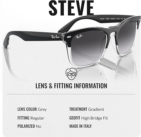 Square Shape Sunglasses With Eyewear Kit Bundle - High Bridge Fit - Casual Wear Square Sunglasses Polished Black on Transparent Frame  Grey Lens