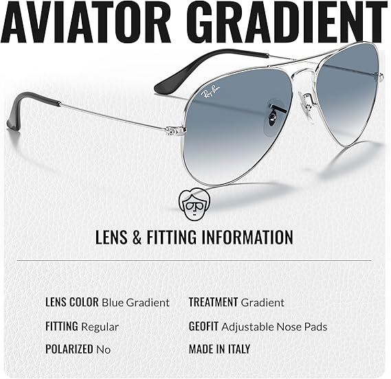 Classic Aviator Shape Sunglasses With Eyewear Kit Bundle Silver Frame Light Blue Grdient Lens