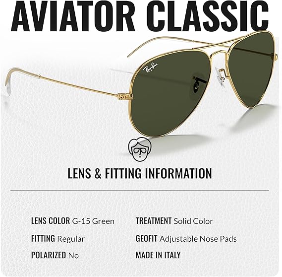 Classic Aviator Shape Sunglasses With Eyewear Kit Bundle - Adjustable Nose Pads - Retro Sunglasses  Polished Arista