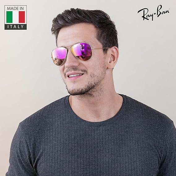 Classic Aviator Shape Sunglasses With Eyewear Kit Bundle Gold Frame Polarized Cyclamen Flash Lens