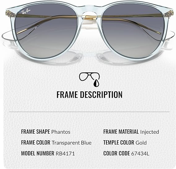 Phantos Shape Sunglasses With Eyewear Kit Bundle - High Bridge Fit - Light Blue Frame  GreyBlue Lens
