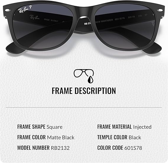 WAYFARER Classic Square Shape Sunglasses With Eyewear Kit Bundle - High Bridge Fit - Square Sunglasses