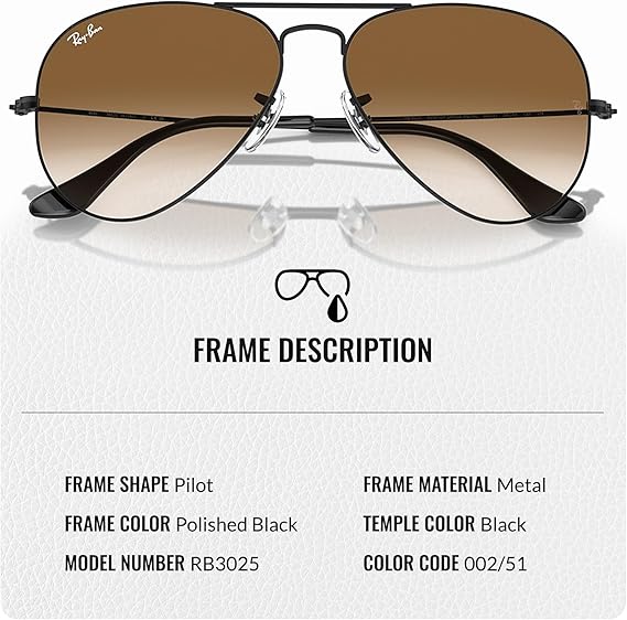 Classic Aviator Shape Sunglasses With Eyewear Kit Bundle Polished Black Frame  Brown Lens