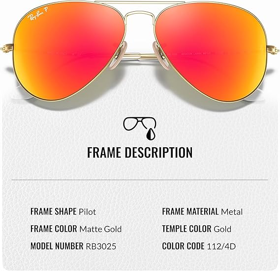 Classic Aviator Shape Sunglasses With Eyewear Kit Bundle  Gold Frame Polarized Orange Flash Lens