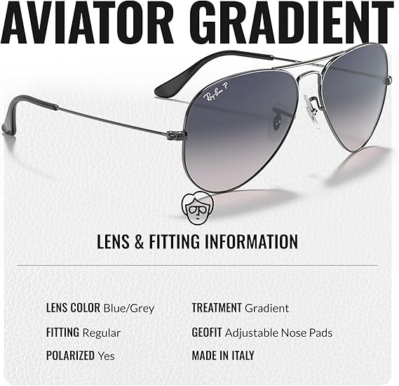 Classic Aviator Shape Sunglasses With Eyewear Kit Bundle Gunmetal Frame Polarized Blue Grey Lens