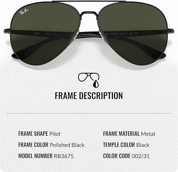 Aviator Shape Sunglasses With Eyewear Kit Bundle  Polished Black Frame Green Lens