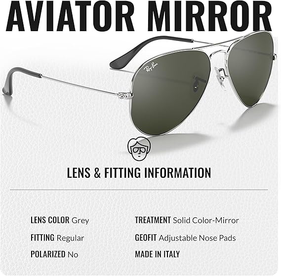 Classic Aviator Shape Sunglasses With Eyewear Kit Bundle  Polished Silver Frame Grey Lens